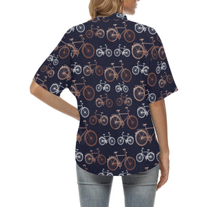 Bicycle Pattern Print Design 01 Women's All Over Print Hawaiian Shirt