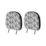 Black and White Llama Pattern Car Headrest Cover