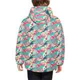 Tennis Pattern Print Design 01 Kids' Boys' Girls' Padded Hooded Jacket