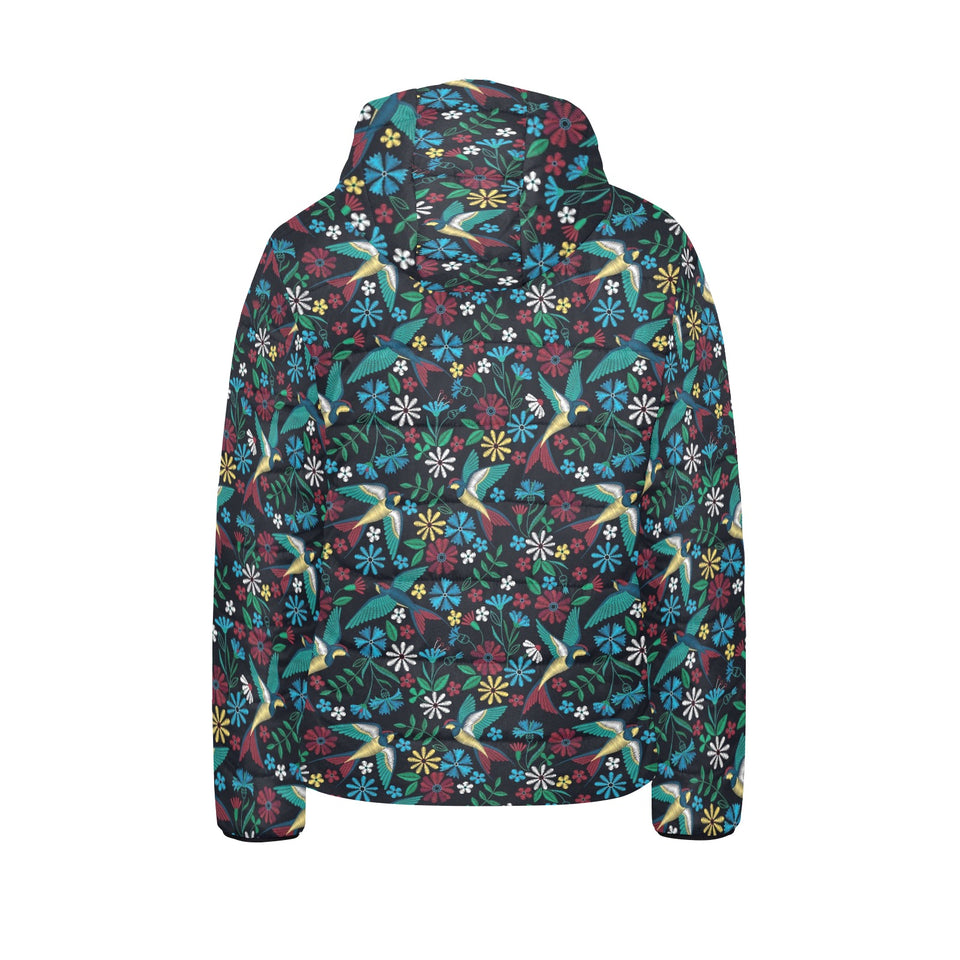 Swallow Pattern Print Design 04 Kids' Boys' Girls' Padded Hooded Jacket