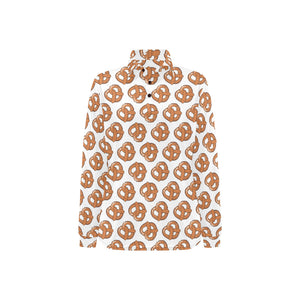 Pretzels Pattern Print Design 05 Women's Long Sleeve Polo Shirt