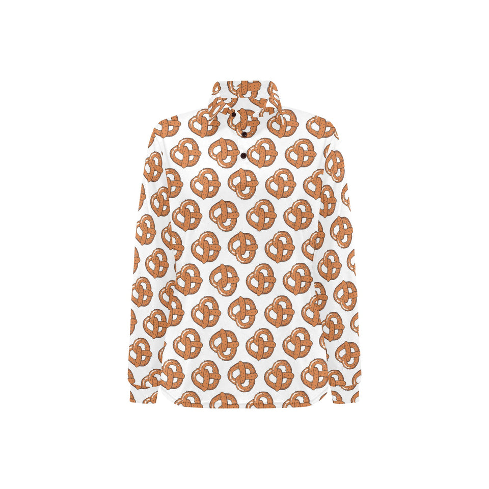 Pretzels Pattern Print Design 05 Women's Long Sleeve Polo Shirt