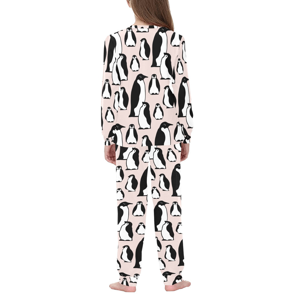 Penguin Pattern Background Kids' Boys' Girls' All Over Print Pajama Set