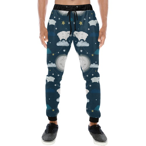 Sheep Playing Could Moon Pattern Unisex Casual Sweatpants