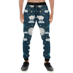 Sheep Playing Could Moon Pattern Unisex Casual Sweatpants