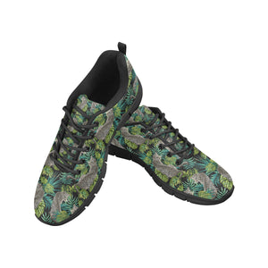 Leopard Leaves Pattern Men's Sneakers Black