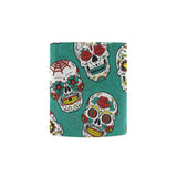 Suger Skull Pattern Green Background Classical White Mug (FulFilled In US)