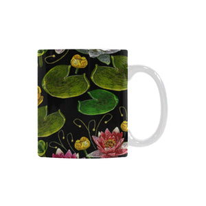 Lotus Waterlily Flower Pattern Background Classical White Mug (FulFilled In US)