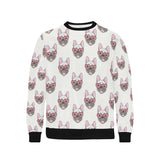 French Bulldog Heart Sunglass Pattern Men's Crew Neck Sweatshirt