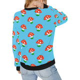 Mushroom Pokkadot Pattern Women's Crew Neck Sweatshirt