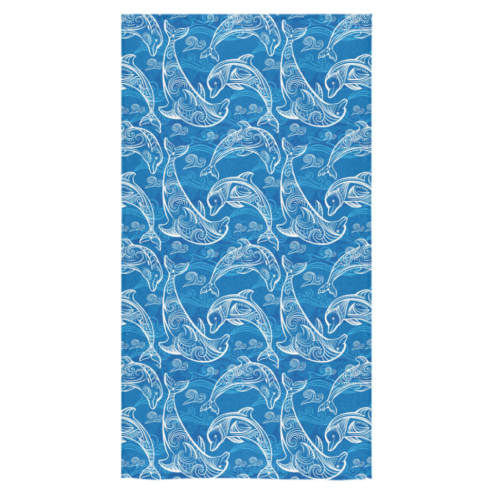 Dolphin Tribal Blue Pattern Bath Towel