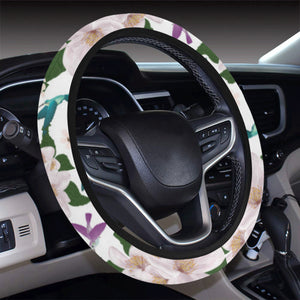 Hummingbird Pattern Print Design 01 Car Steering Wheel Cover