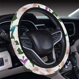 Hummingbird Pattern Print Design 01 Car Steering Wheel Cover