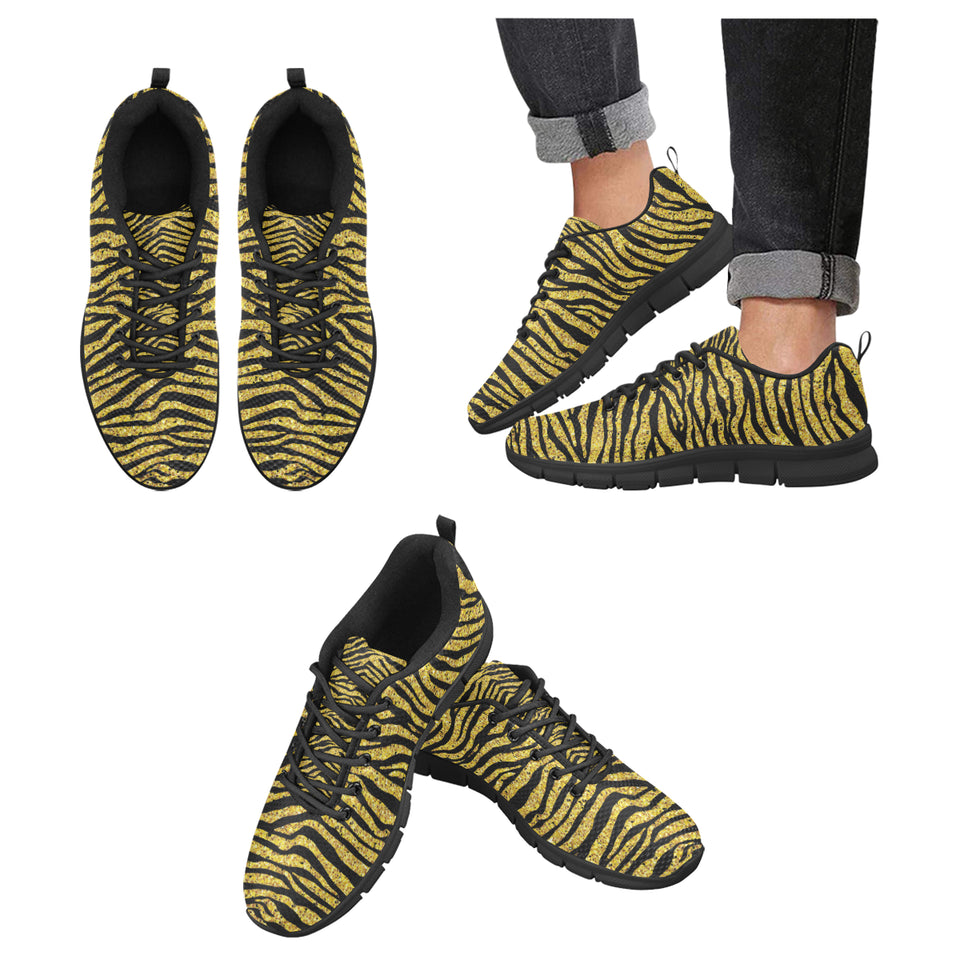 Gold Bengal Tiger Pattern Men's Sneakers Black