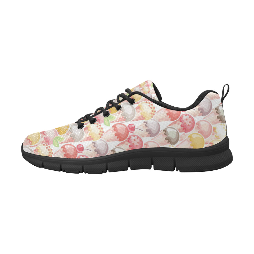 Ice Cream Cone Pattern Men's Sneakers Black