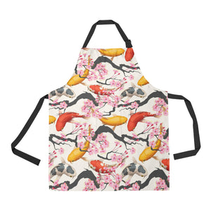 Colorful Koi Fish Carp Fish and Sakura Pattern Adjustable Apron