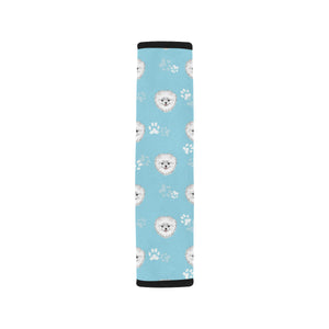 Pomeranian Pattern Blue Background Car Seat Belt Cover