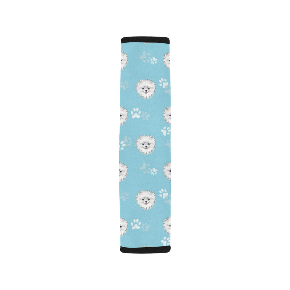 Pomeranian Pattern Blue Background Car Seat Belt Cover