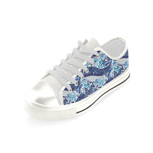 Whale Starfish Pattern Women's Low Top Canvas Shoes White