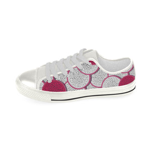 Sliced Dragon Fruit Pattern Women's Low Top Canvas Shoes White