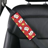 Meneki Neko Lucky Cat Pattern Red Theme Car Seat Belt Cover