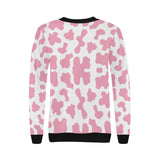Pink Cow Skin Pattern Women's Crew Neck Sweatshirt