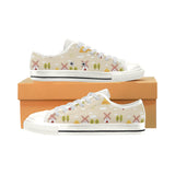 Windmill Pattern Women's Low Top Canvas Shoes White