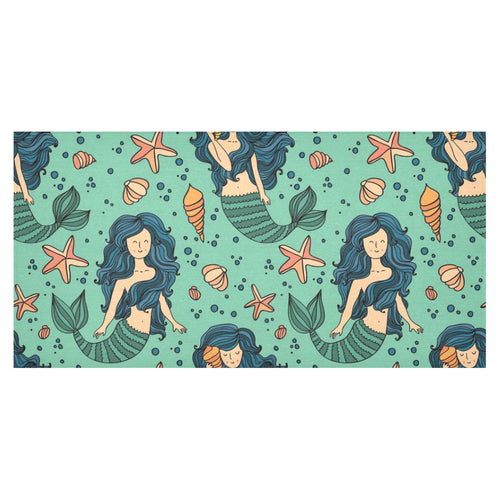 Mermaid Pattern Green Background Tablecloth
