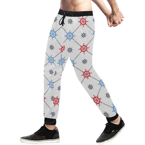 Nautical Steering Wheel Rudder Pattern Unisex Casual Sweatpants