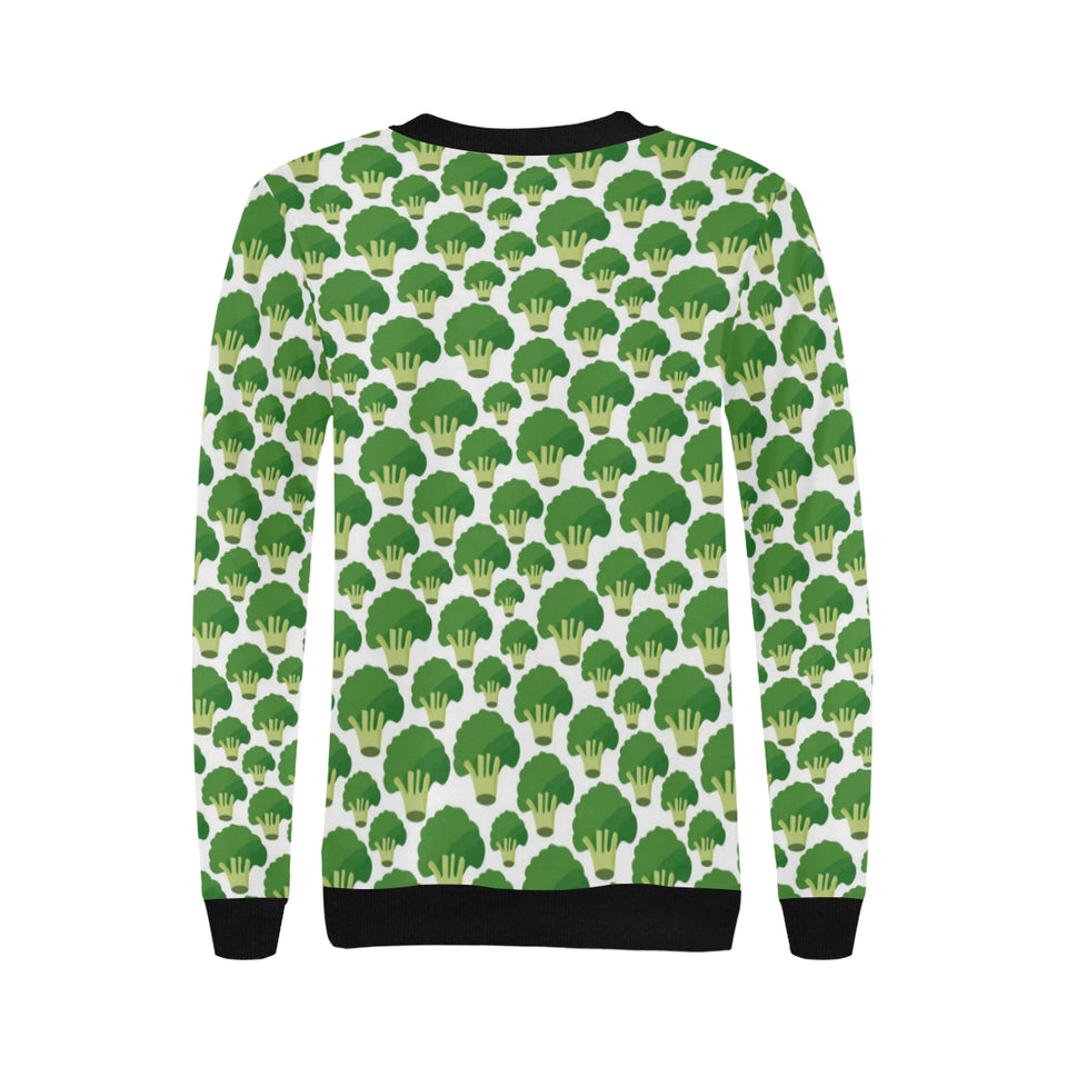 Broccoli Pattern Background Women's Crew Neck Sweatshirt
