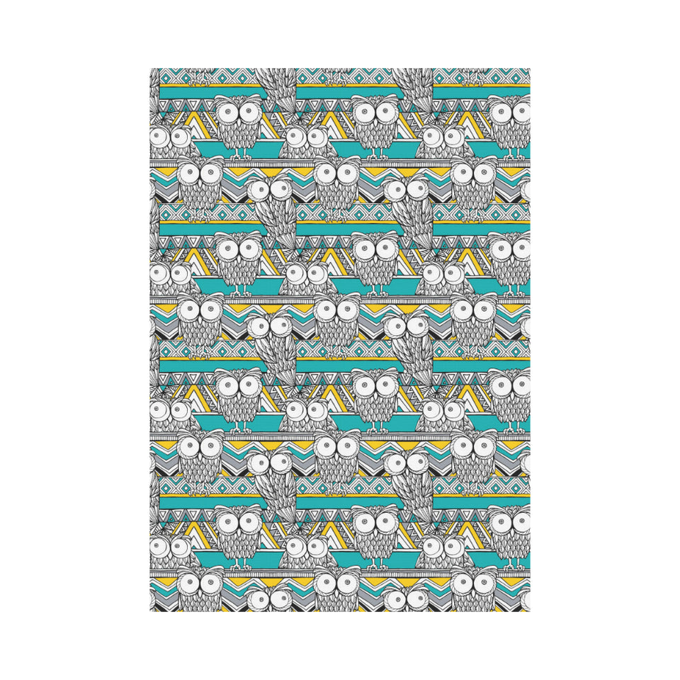 Owl Pattern Green Background House Flag Garden Flag