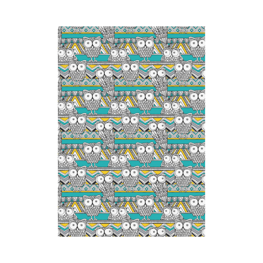 Owl Pattern Green Background House Flag Garden Flag