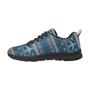 Airplane Sweater printed Pattern Men's Sneakers Black