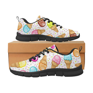 Color Ice Cream Cone Pattern Men's Sneakers Black