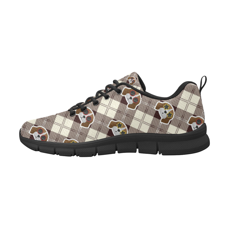 Beagle with Sunglass Pattern Men's Sneakers Black