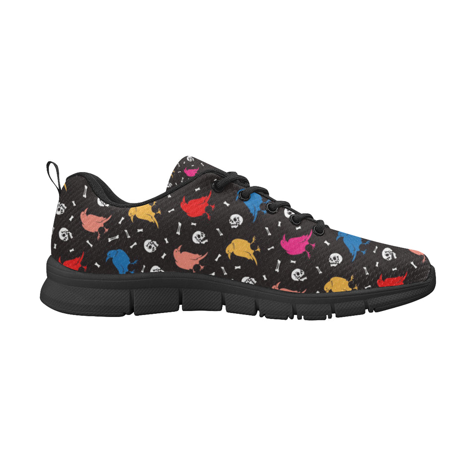 Colorful Crow Pattern Men's Sneakers Black