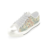 Dragonfly Flower Pattern Women's Low Top Canvas Shoes White
