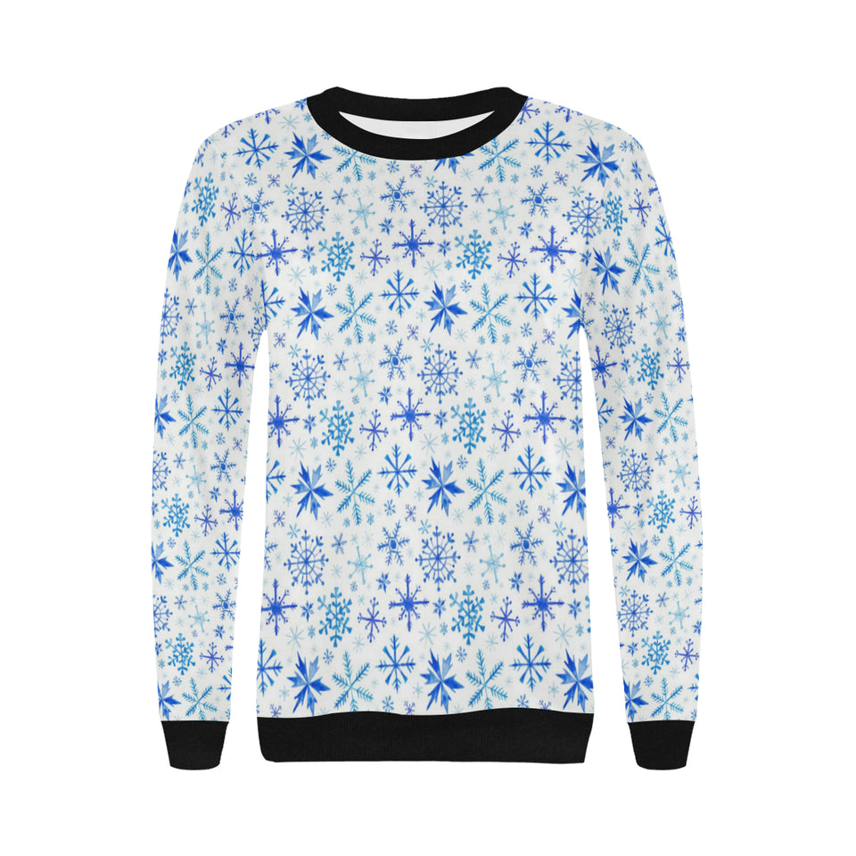 Blue Snowflake Pattern Women's Crew Neck Sweatshirt