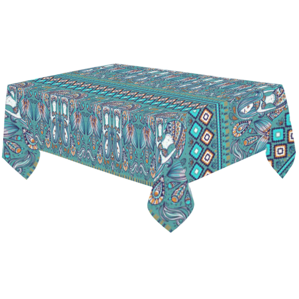 Mermaid Pattern Ethnic Motifs Tablecloth