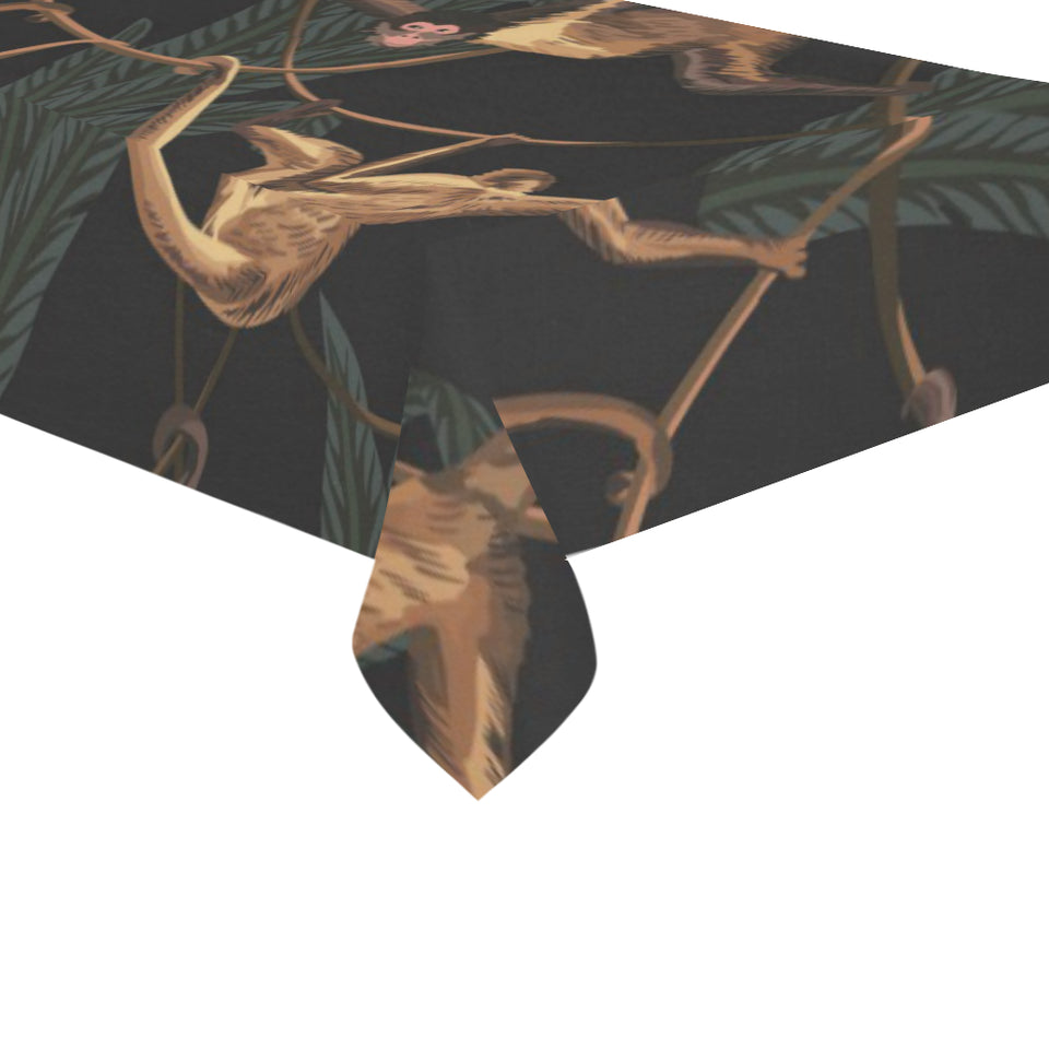 Monkey Pattern Black Background Tablecloth