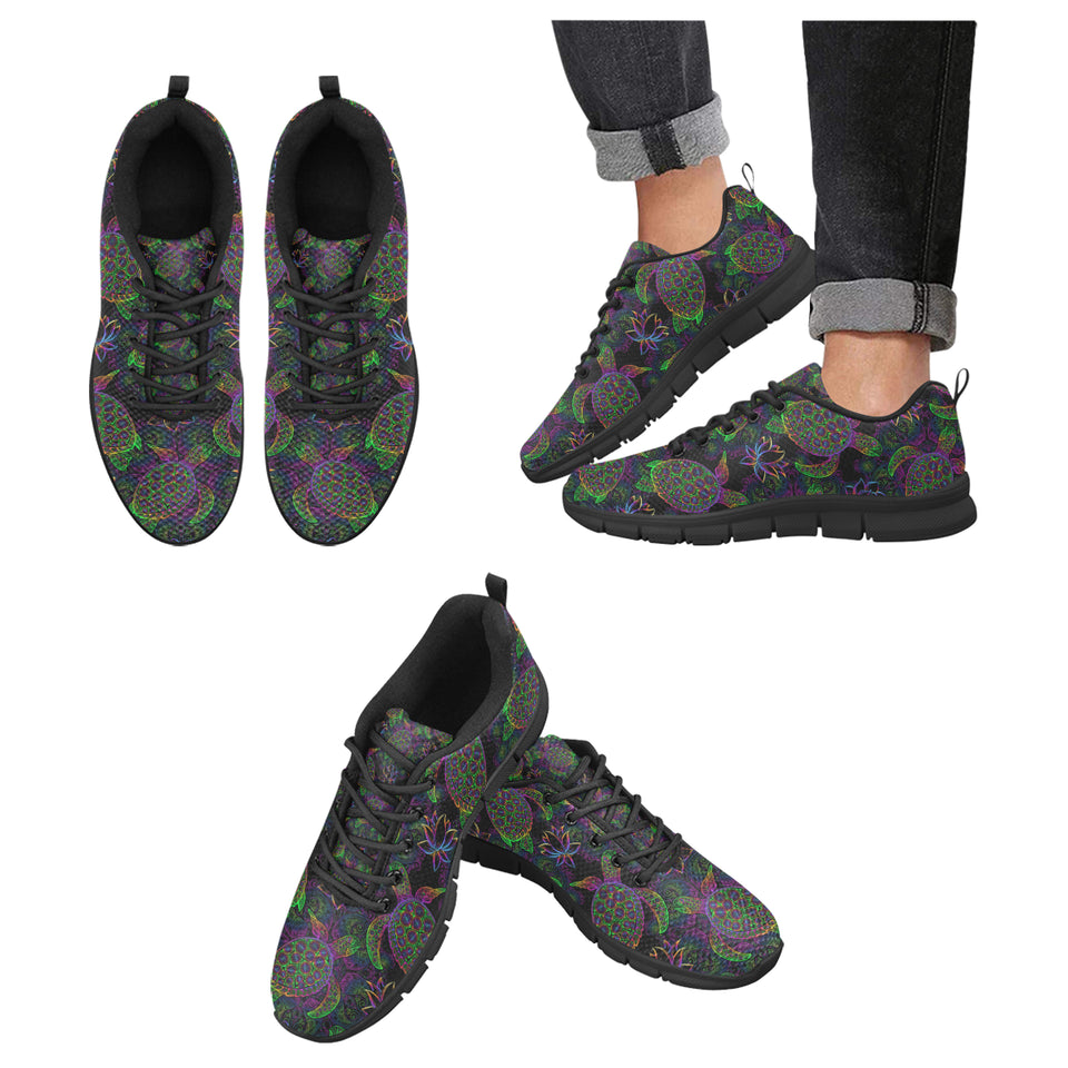 Sea Turtle Pattern Men's Sneakers Black