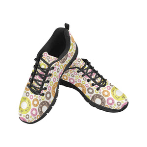 Colorful Donut Pattern Men's Sneakers Black