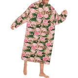 Rose Pattern Print Design 04 Blanket Robe with Sleeves