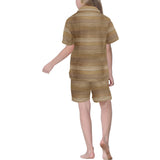 Wood Printed Pattern Print Design 02 Kids' Boys' Girls' V-Neck Short Pajama Set