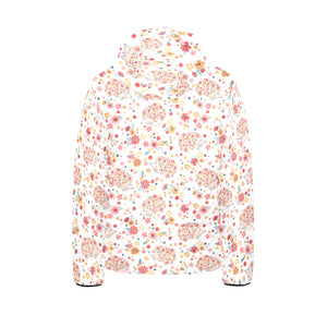 Hedgehog Pattern Print Design 03 Kids' Boys' Girls' Padded Hooded Jacket