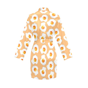 Fried Eggs Pattern Print Design 01 Women's Long Sleeve Belted Night Robe