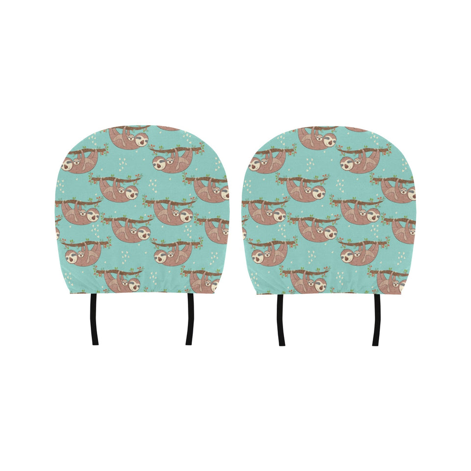 Sloth Mom and baby Pattern Car Headrest Cover