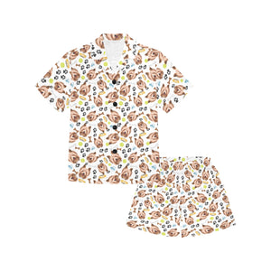 Yorkshire Terrier Pattern Print Design 05 Kids' Boys' Girls' V-Neck Short Pajama Set