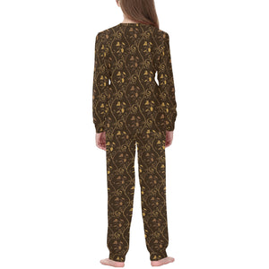 Gold Grape Pattern Kids' Boys' Girls' All Over Print Pajama Set