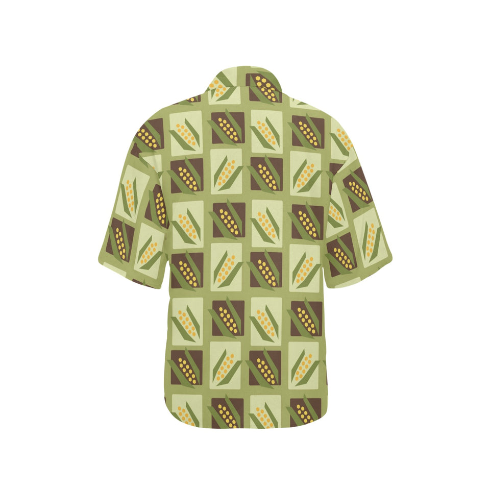 Corn Pattern Print Design 02 Women's All Over Print Hawaiian Shirt